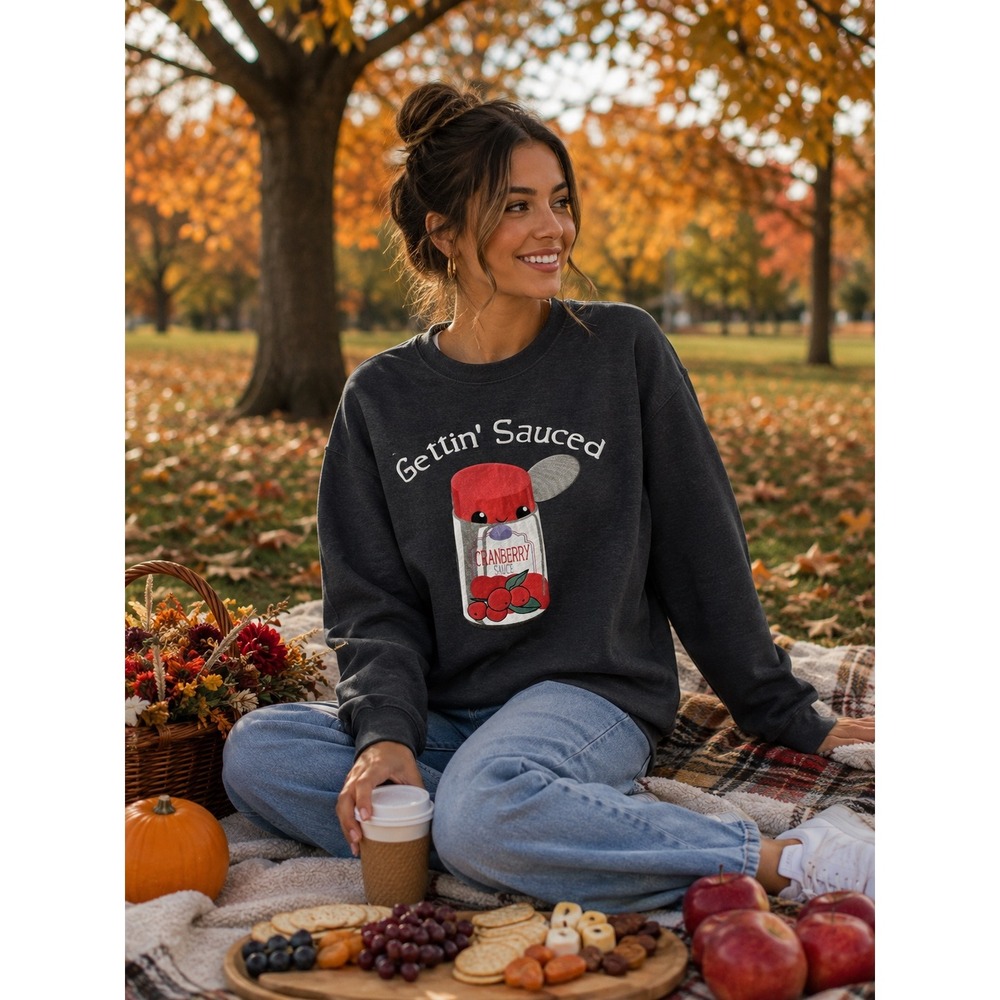 Pacific & Co Gettin Sauced Cranberry Sweatshirt Dark Grey Small USW220